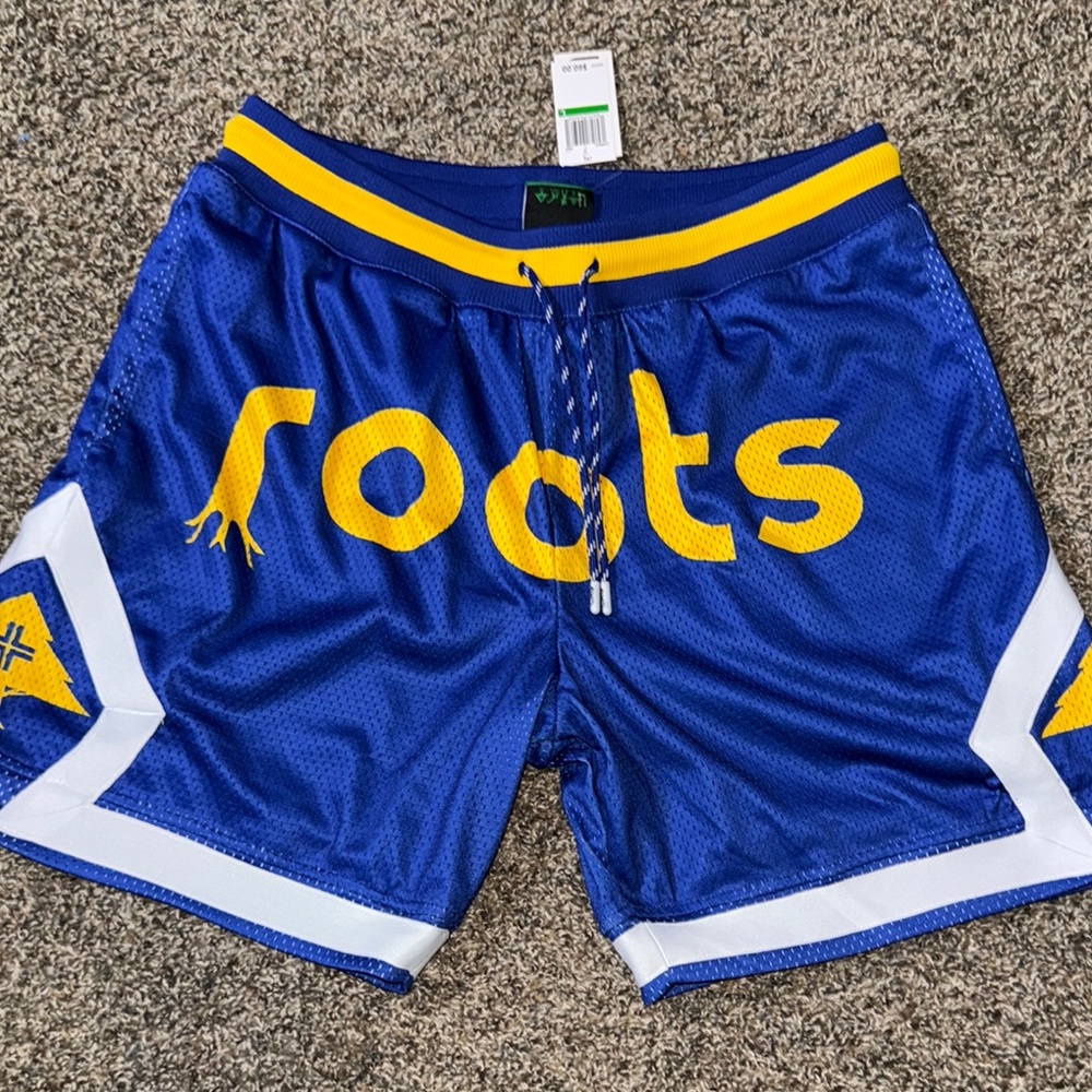 Lrg Blue and Yellow Athletic Shorts with Geometric Design